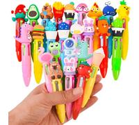 KAHEIGN 25Pcs Cartoon Ballpoint Pens, 4-In-1 Multicolor Ballpoint Pen 10CM Retractable Cute Pen 0.7mm Thick Point Pens for Office School Supplies Students Children Gift Party Bag Fillers