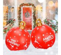 KAHEIGN 2Pcs Giant Inflatable Christmas Balls, 60CM PVC Blow Up Decoration Ball Snowflake Inflatable Holiday Ornament for Christmas Indoor Outdoor Home Garden Lawn Yard Porch Decoration