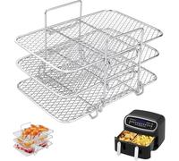 KAHEIGN 3 Layer Air Fryer Racks for Ninja Dual, Stainless Steel Cooking Rack AF300UK AF400UK Air Fryer Accessories Grilling Rack for Ninja Stake/Instant/EMtronics Double Drawer Fryer