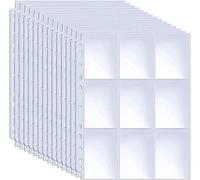 KAHEIGN 32Pcs Trading Card Sleeves, 540 Pockets Double-Sided Card Sleeve Pages 11 Holes Plastic Binder Sheets Clear Game Card Protectors for Pokemon Yu-Gi-Oh Sports Game Cards - fit 3 Ring Binder
