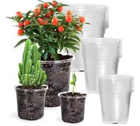 KAHEIGN 36Pcs Plastic Plant Pots, 9CM /10CM /13CM Clear Flower Pot Root-Control Nursery Seedling Planter Garden Plant Container with Drain Holes for Flower Plant Seedlings Transplanting (3 Size)