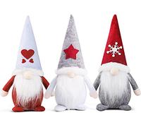 KAHEIGN 3Pcs Christmas Gnome Swedish, Adorable Handmade Santa Claus Dolls Sitting Faceless Gonks Dwarf Elf Figurines for Xmas Fireplaces Holiday Christmas Party Decor (28cm x 12cm)