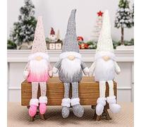 KAHEIGN 3Pcs Christmas Plush Figurines, 3 Colors Handmade Swedish Tomte Gnome Plush Scandinavian Santa Elf Long Legs Figurine for Christmas Table Fireplace Home Decor (46cm x 16cm)