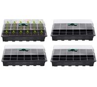 KAHEIGN 4Pcs Plant Seedling Tray, 24 Cells Plastic Seedling Nursery Tray Flower Seed Propagators with Adjustable Vents for Greenhouse Garden Home (With 4Pcs Lids and Bases)