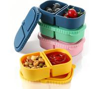 KAHEIGN 4Pcs Silicone Snack Containers with Lids, 240ml Reusable Small Food Box 2 Compartment Stackable Food Storage Container with Leakproof Lid - Dishwasher & Microwave & Freezer Safe