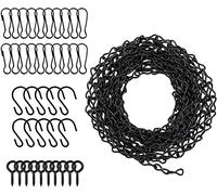 KAHEIGN 500CM Adjustable Hanging Chains with 10Pcs Hooks, 20Pcs Clips, 10Pcs Screw Eye Hook, Black Steel Chain for Hanging Bird Feeders, Planters, Billboards, Chalkboards, Lanterns, Ornaments