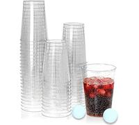 KAHEIGN 50Pcs Clear Plastic Cups, 300ml Silver Glitter Plastic Tumblers Reusable Drink Cups Elegant Party Wine Glasses for Cocktail Champagne Beer Martini Soda Dessert (9.5 x 7.5cm)