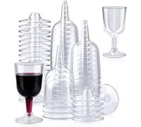 KAHEIGN 50Pcs Plastic Wine Glasses, 170ml Clear Wine Tasting Glasses Reusable Stemmed Party Wine Cups Dessert Cups for Whiskey Champagne Beer Pudding Mousse Party (12 x 6.5cm)