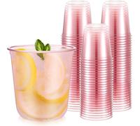 KAHEIGN 50Pcs Stemless Plastic Cups, 360ml Crystal Plastic Tumblers Reusable Drink Cups Elegant Party Wine Glasses for Champagne Beer Cocktail Martini Soda Dessert (8.9CM x 9.3CM)