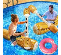 KAHEIGN 5Pcs Inflatable Floating Row Toys, 140CM Pool Inflatable Battle Log Water Sports Games Log Rafts Float Toys with Doughnut Swimming Ring for Kids Adults Summer Lake Beach Water Party Game