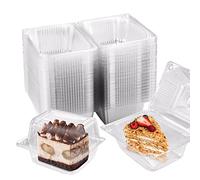 KAHEIGN 60Pcs Cake Slice Boxes, 14cm x 10cm Individual Cheesecake Boxes Clamshell Cupcake Boxes Clear Plastic Hinged Food Container with Lids for Salads Hamburger Sandwiches