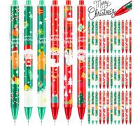 KAHEIGN 60Pcs Christmas Gel Ink Pens, 6 Styles Retractable Ballpoint Pen 15CM Snowman Reindeer Santa Claus Gingerbread Man Penguin Rollerball Pens for Xmas Stocking Fillers Party Favors