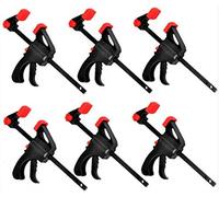 KAHEIGN 6Pcs Quick Grip Clamps, 4 inch Ratchet Bar Clamps One Hand Quick-Release Bar Clamp for Wood Fast Easy Clamping