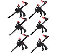 KAHEIGN 6Pcs Quick Grip Clamps, 4 inch Ratchet Bar Clamps One Hand Quick-Release Bar Clamp Tools for Wood Fast Easy Clamping