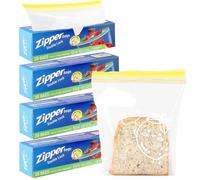 KAHEIGN 80Pcs Food Storage Freezer Bags, Medium Double Seal Zip Lock Bags Reusable Sandwich Bags Heavy Duty Widen Bottom Food Bags for Fruits Veggies Meat Soups Snacks (Blue, 18CM x 20CM)
