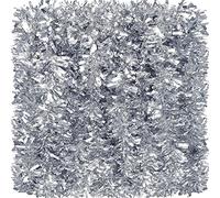 KAHEIGN 8M Christmas Tinsel Garland, Silver Color Metallic Tinsel Chunky Glittering Tinsels Thick Shiny Garland for Christmas Tree Decoration