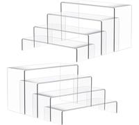 KAHEIGN 8Pcs Large Acrylic Risers, 2 Set 4-Tier Clear Display Organizer Shelf Tabletop Riser Stand Holder for Perfume Cupcake Figures Dessert Food Cosmetics Lotion Cream Cologne Jewelry