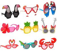 KAHEIGN 9 Pairs Luau Party Sunglasses, Novelty Party Glasses Funny Hawaiian Glasses Summer Party Photo Booth Props Tropical Fancy Dress Favors Supplies Decoration for Kids Adults