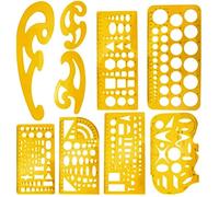 KAHEIGN 9Pcs French Curve and Template Ruler Set, Geometric Drawing Templates Stencils Plastic Measuring Rulers for Drawing Engineering Drafting Building School Office Supplies