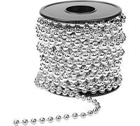 KAHEIGN Christmas Bead Garland, 10m Silver Plastic Beads Chain 8mm Artificial Pearls Strands Xmas Bead Garland Roll for Christmas Tree Holiday Wedding DIY Decoration Supplies