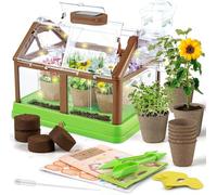 KAHEIGN Kids Plant Growing Kit, Kids Mini Greenhouse Flower Growing Kit with Upgraded Irrigation - Discovery Educational Gardening Gift for Boy & Girl (NOT INCLUDED SEED)
