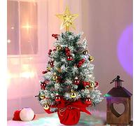 KAHEIGN Mini Christmas Tree, 60CM Artificial Christmas Tree Tabletop Pine Tree Potted Small Xmas Tree with Christmas Ball Red Berry Pine Cone Star for Christmas Home Office Table Decorations