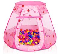 KAHEIGN Pop Up Princess Tent, 115CM x 90CM Foldable Kids Play House Tent Pink Princess Ball Pit with Carrying Bag for Boy Girl Pets Play Indoor Outdoor Backyard Game (Pink)