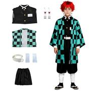 Kaherdin Kamado Cosplay Costume Set Kimono Anime Cosplay Outfits Full Set, Green, XXL