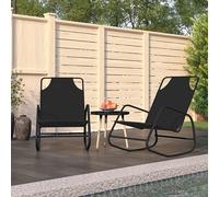kahili set of 2 textliene fabric rocking sun lounger in black