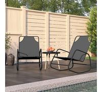 kahili set of 2 textliene fabric rocking sun lounger in grey
