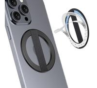 KAHITE AirLoop Ultra Thin Phone Grip with Soft Elastic Finger Strap, Strong Adhesive with Back-Side Magnetic Ring Holder Loop, Ultra Light Accessories for Phone-Black
