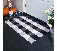 KaHouen Buffalo Check Rug,Buffalo Plaid Rugs 23.6''x35.4'', Checkered Plaid Rug, Check Plaid Area Rug for Layered Door Mats/Kitchen/Bathroom/Laundry Room (Black and White Plaid Rug)
