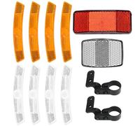 KAHOUI 11 PCS Bike Reflectors, Bicycle Reflector Set with Bicycle Wheel Spoke Reflectors Bracket, Bike Reflectors Front & Back with Connector for Motorcycle Mountain Bike Mtb Bicycle