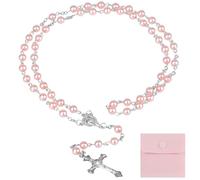 KAHZOR 1 x Catholic Rosary Chain Bracelet, with Storage Bag, Vintage Crucifix Beads Rosary Necklace, Christian Prayer Bead, Christening Communion Rosary Wedding Party