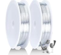 KAHZOR 2 Rolls 0.3 mm x 50 m Craft Wire, 100 m Silver Wire for Crafts, Flower Wire, Binding Wire, Wire for Crafts for Jewellery Making, Crochet, DIY Crafts, Bouquets, Binding, Knotting