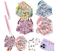 KAHZOR 4 Set of Diy 3D Home Stickers Scene Stickers Set with 2 Tweezers, Top Model Sticker Book for Adults and Children, Reusable Stickers for Diy, Windows and Walls