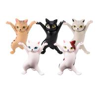 KAHZOR 5 Pieces Mini Decorative Cat Figurines, Dancing Kittens Set, Kitten Shaped Pen Holder, Small Funny Cat Hangover Statue, Miniature Figurine