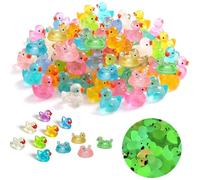 KAHZOR Pack of 50 Mini Figures Resin Duck, Mini Duck Figures Luminous, Mini Animals Duck Gift for Decoration of Miniature Landscape Gardens, Bonsai, Fish Tanks and Aquariums, Animal Miniature Figures