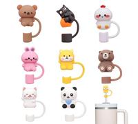 KAHZOR Stanley Cup Straw Cover, 10 mm Dustproof Silicone Material Straws Cover, Small Animals Silicone Case Accessory Set Straw Lid, Stanley Cup Accessories Cups Not Included Pack of 8