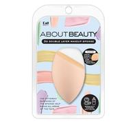 Kai About Beauty 3D Double Layer Makeup Sponge with Silicone Edge, Waste-Free Foundation Application, Wet or Dry Use, Precision Tip for Detailed Blending, Professional Results