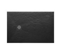 Kai Bathrooms 1400mm X 700mm Matt Black Slate Rectangle Shower Tray Inc Matching Grate & Waste