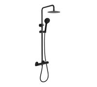 Kai Bathrooms Corsica Black Thermostatic Mixer Shower Set Round Twin Head Exposed Shower Valve