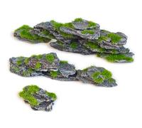 Kai Dream 24-Piece Artificial Flocking-Covered Slate Rocks, Gray Wooden Decorative Stones for Terrariums, Model Railways, Miniature Gardens, Zen Garden, Diorama Supplies