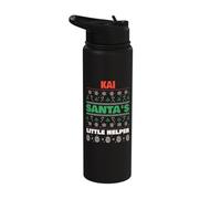 Kai Santa's Little Helper Funny Kai Name Christmas Stainless Steel Insulated Water Bottle