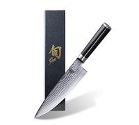 KAI Shun Classic Japanese Chef Knife Left-Handed 20 cm Blade Length - Damascus Knife 32 Layers VG MAX Core - 61 (±1) HRC - Pakkawood Handle - Made in Japan - Forged Chef Knife