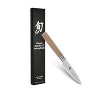 KAI Shun Classic White Japanese Utility Knife 9 cm Blade Length - Damascus Knife 32 Layers VG MAX Core - 61 (±1) HRC - Pakkawood Handle - Made in Japan - Forged Vegetable Peeling Paring Knife