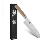 KAI Shun Classic White Santoku 18 cm Blade Length - Damascus Knife 32 Layers VG MAX Core - 61 (±1) HRC - Pakkawood Handle - Made in Japan - Forged Japanese Chef Knife