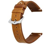 Kai Tian 18mm 20mm 22mm 24mm Calf Leather Strap Vintage Watch Strap Blue Black Brown Red Green for Men Women, 18mm Light Brown