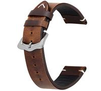 Kai Tian 18mm 20mm 22mm 24mm Calf Leather Strap Vintage Watch Strap Blue Black Brown Red Green for Men Women, 18mm Dark Brown