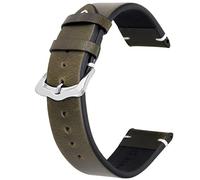 Kai Tian 18mm 20mm 22mm 24mm Calf Leather Strap Vintage Watch Strap Blue Black Brown Red Green for Men Women, 20mm Green